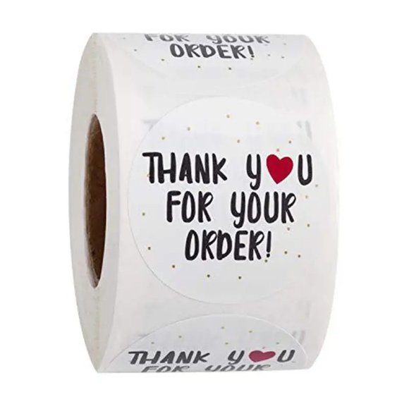 NEW 500 Pieces "Thank You For Your Order" Round Business Stickers - White/ Black - Picture 1 of 6